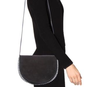 Paco Rabanne Half moon bag w/ silver chain detail- color Dusty blue